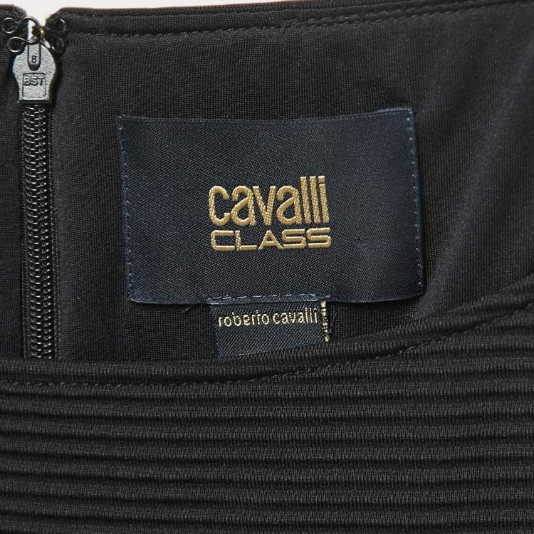Pre Owned Class By Roberto Cavalli Black Ribbed Knit Mini Dress S