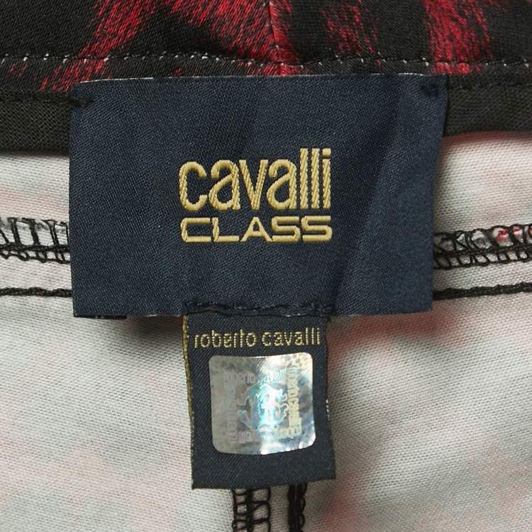 Pre Owned Class Roberto Cavalli Red Animal Print Denim Jeans L Waist 32"