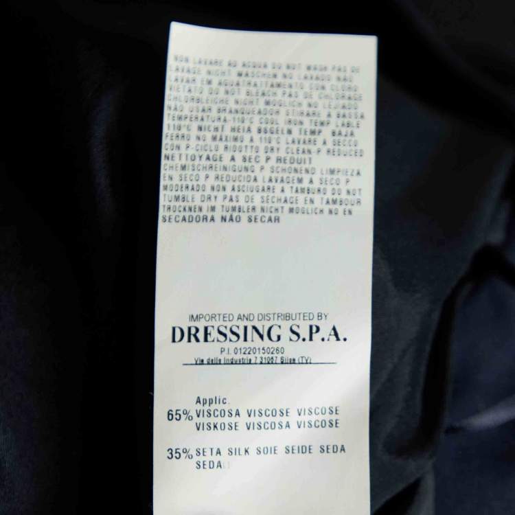 Pre Owned Class by Roberto Cavalli Navy Blue Printed Knit & Chiffon Midi Dress M