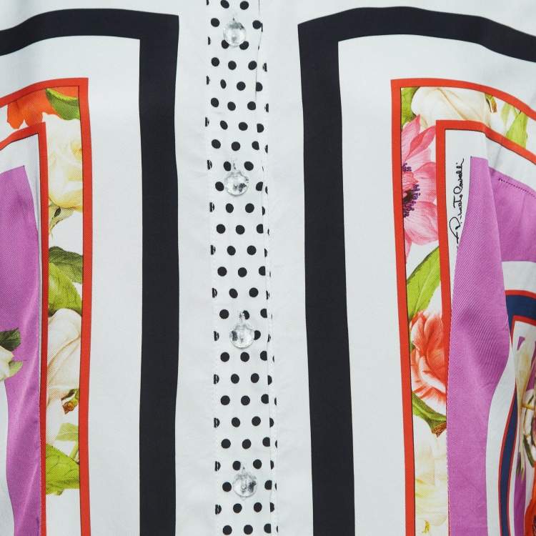 Pre Owned Class by Roberto Cavalli Multicolor Printed Crepe Button Front Shirt M