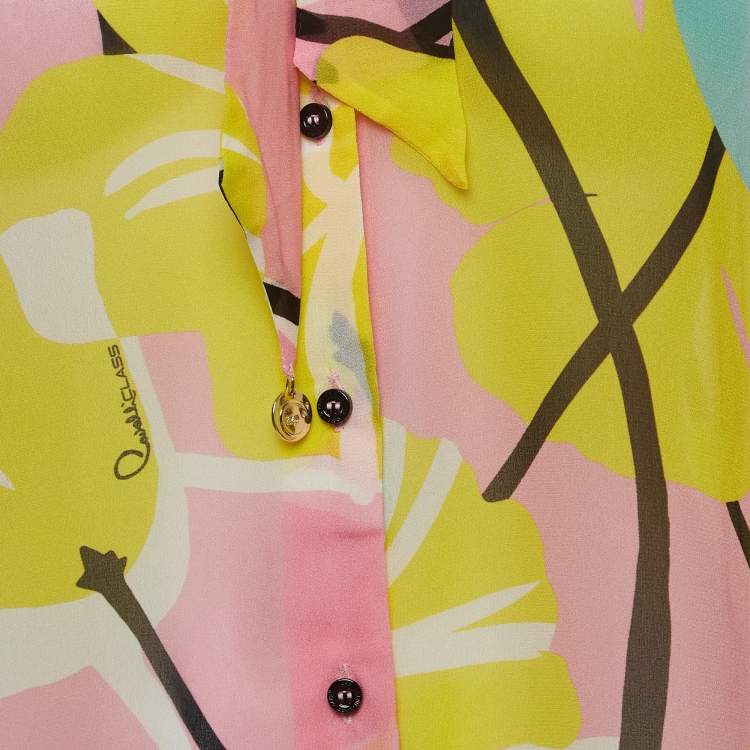 Pre Owned Class by Roberto Cavalli Multicolor Floral Print Crepe Blouse M