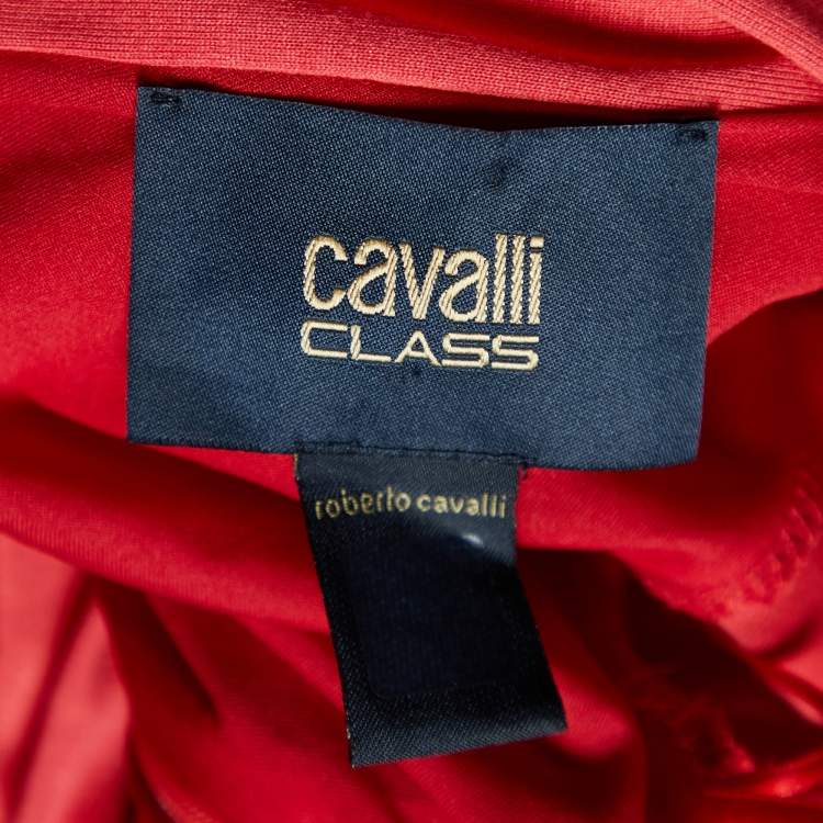 Pre Owned Class by Roberto Cavalli Coral Pink Jersey Draped Dress M