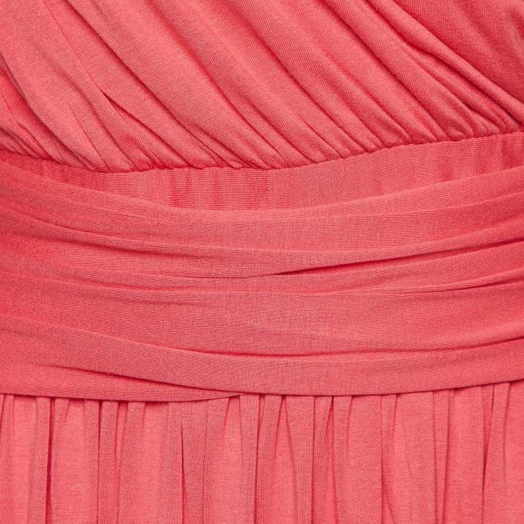 Pre Owned Class by Roberto Cavalli Coral Pink Jersey Draped Dress M