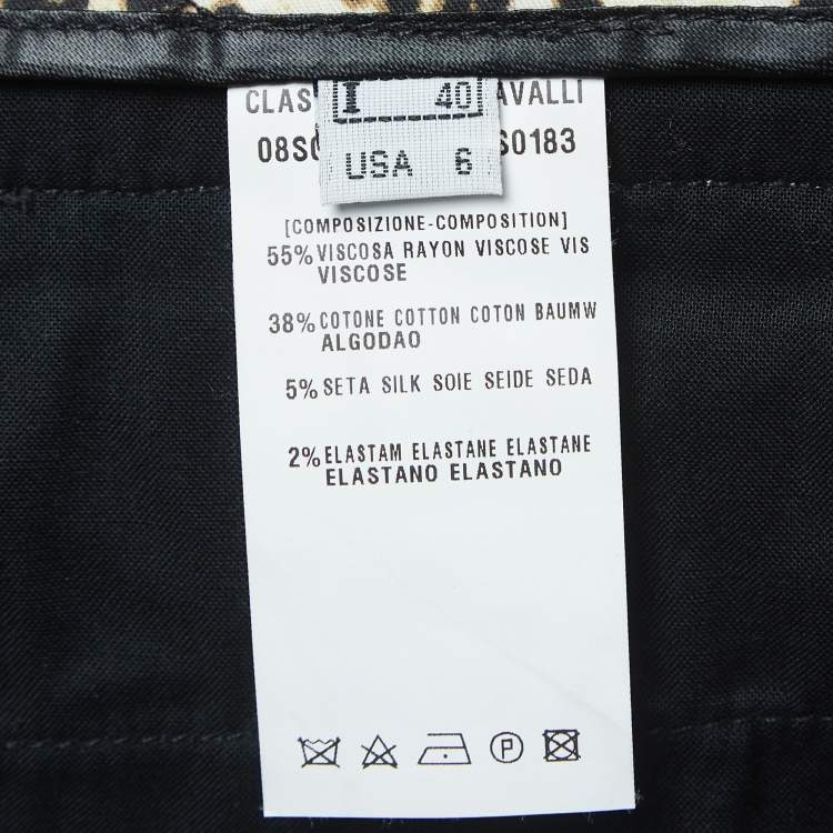 Pre Owned Class by Roberto Cavalli Black Print Crepe Pleat Detail Short Skirt S