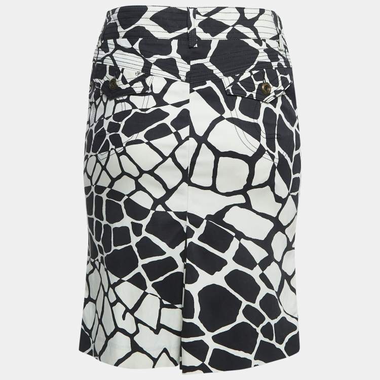Pre Owned Class by Roberto Cavalli Black Print Crepe Pleat Detail Short Skirt S