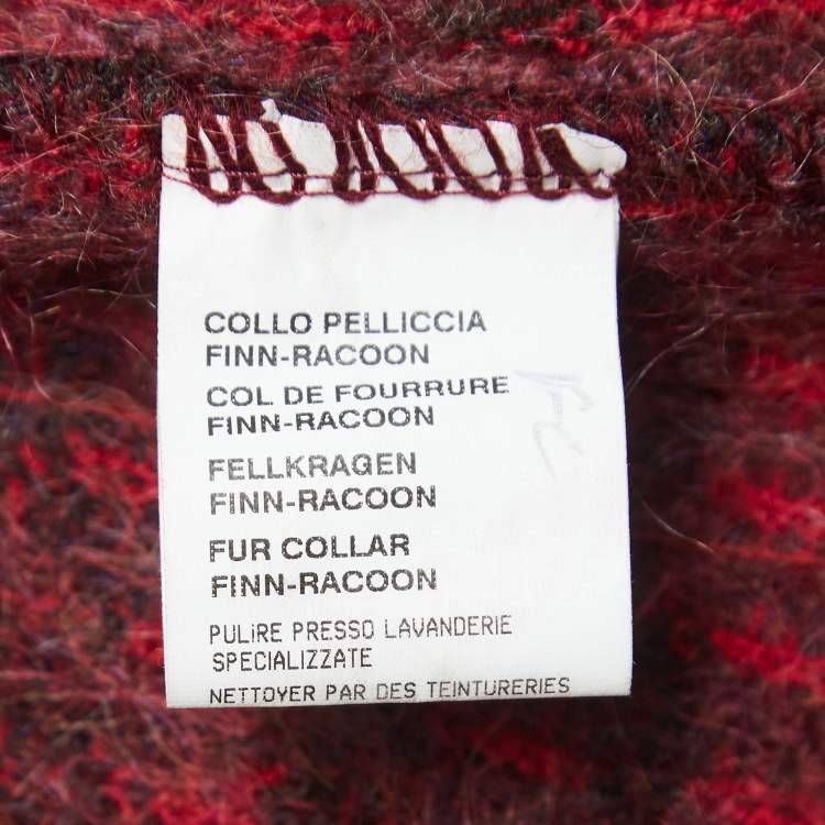 Pre Owned Class by Roberto Cavalli Red Animal Pattern Fur Trim Collar Jacket M