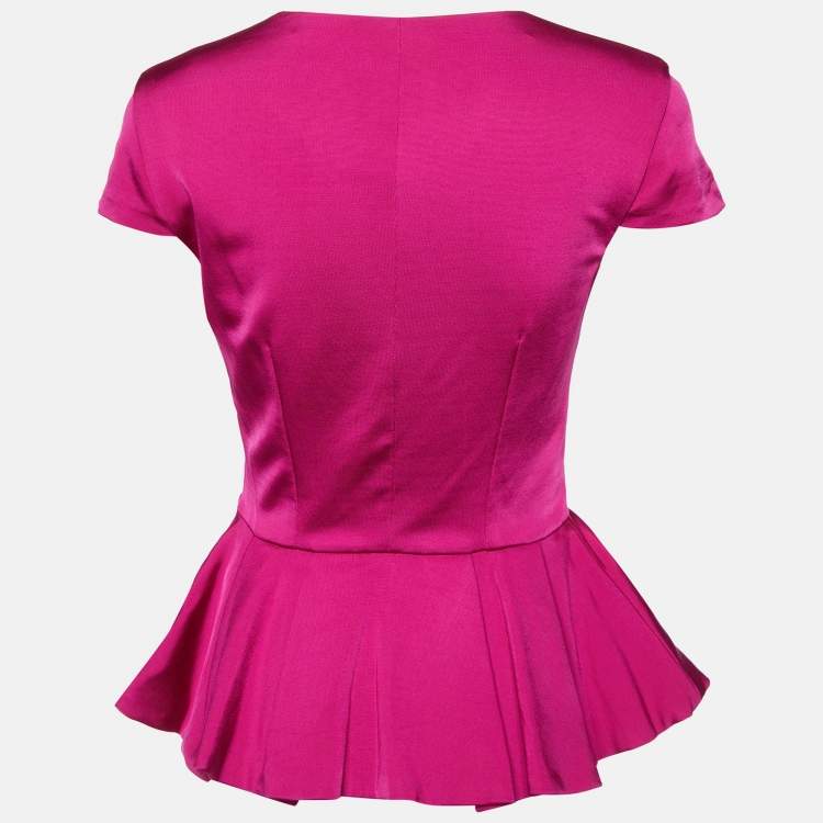 Pre Owned Class by Roberto Cavalli Pink Jersey Peplum Top M