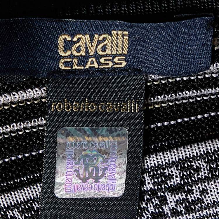 Pre Owned Class by Roberto Cavalli Black Knit Fringe Detail Cardigan M
