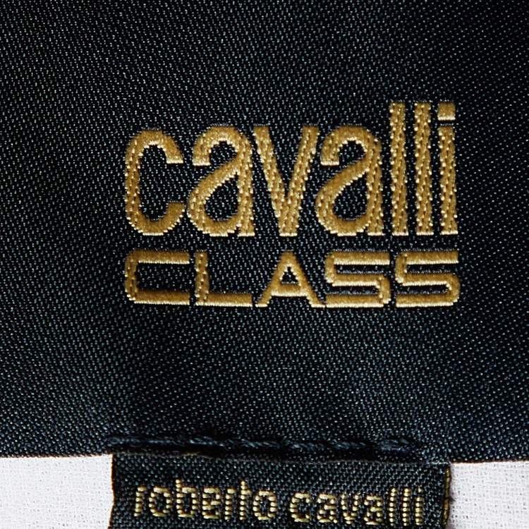 Pre Owned Class By Roberto Cavalli White Crepe Crop Cardigan M