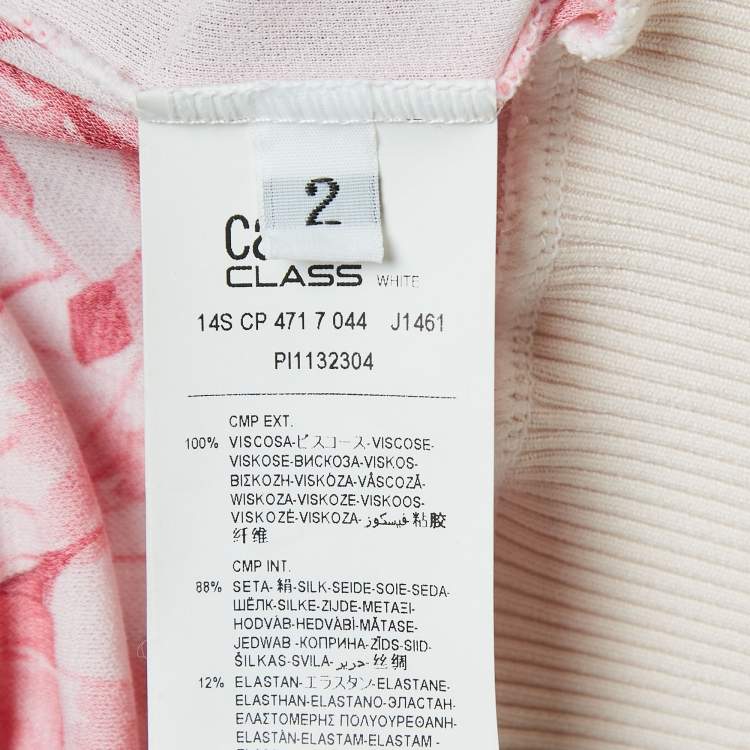 Pre Owned Roberto Cavalli Pink Floral Print Jersey Kimono Top M