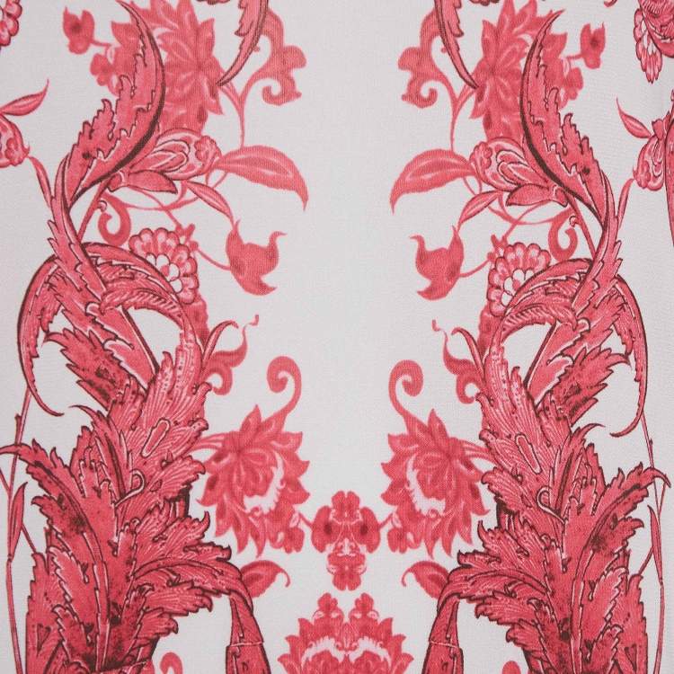 Pre Owned Roberto Cavalli Pink Floral Print Jersey Kimono Top M