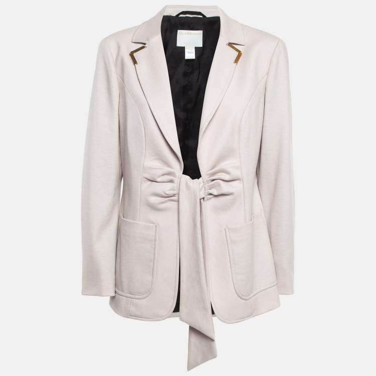 Pre Owned Class by Roberto Cavalli Light Beige Wool Blend Front Tie Jacket S