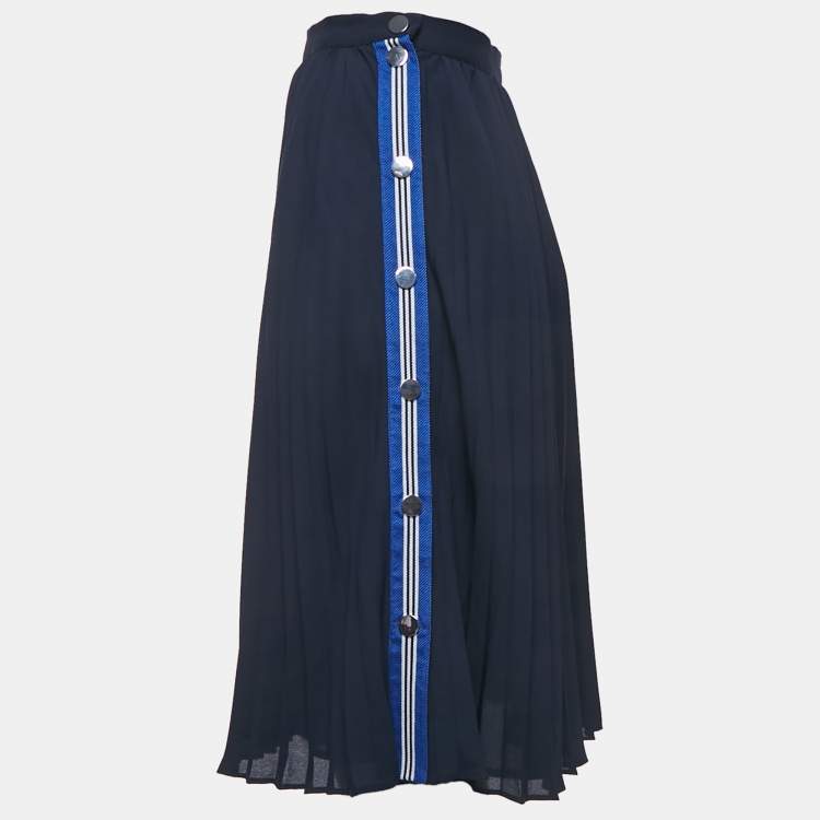 Pre Owned Claudie Pierlot Navy Blue  Plisse Midi Skirt S