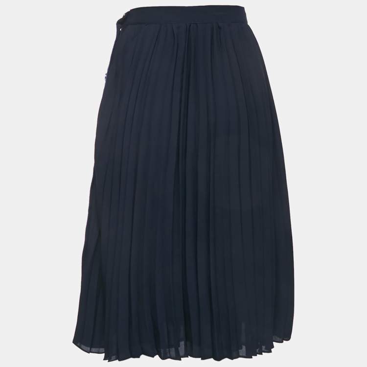 Pre Owned Claudie Pierlot Navy Blue  Plisse Midi Skirt S