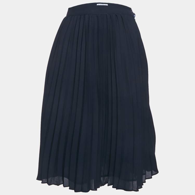 Pre Owned Claudie Pierlot Navy Blue  Plisse Midi Skirt S
