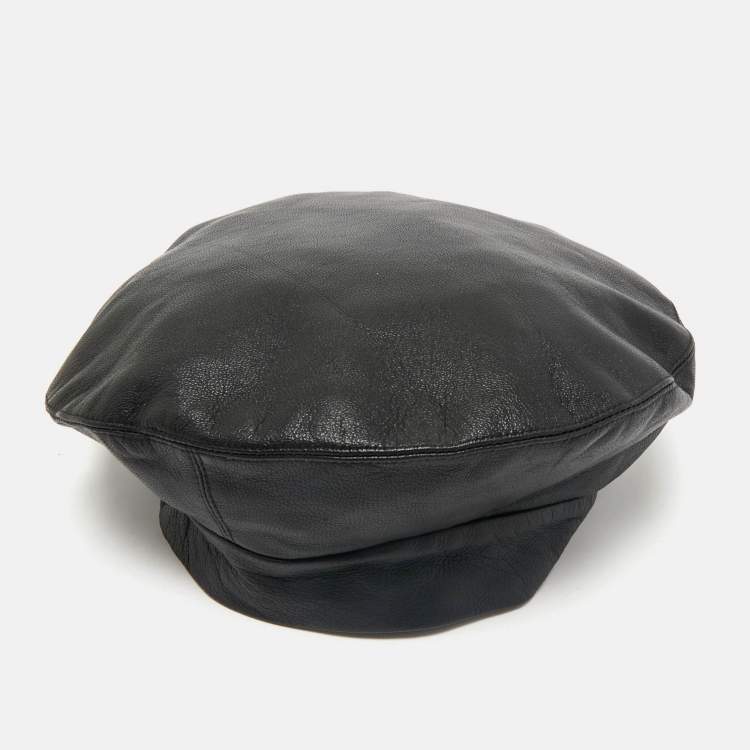 Pre Owned Clyde World Black Leather Beret S