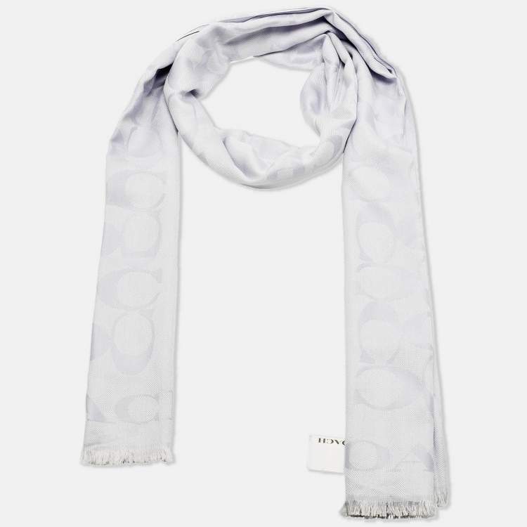 Pre Owned Coach Purple Monogram Silk Blend Scarf 