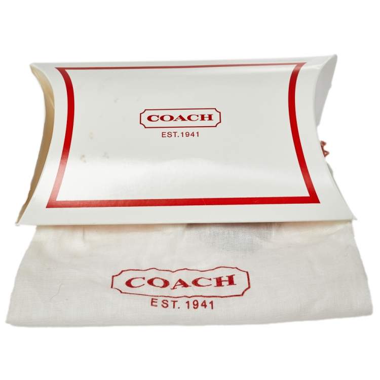 Pre Owned Coach Cream Logo Print Framed Silk Stole