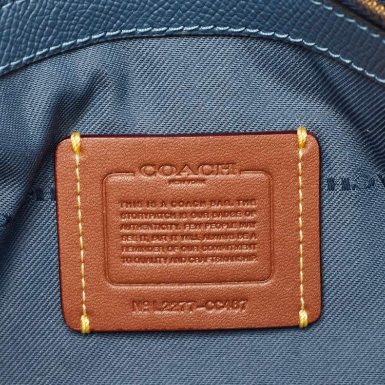 Pre Owned Coach Denim Blue Leather Wyn Wristlet Pouch