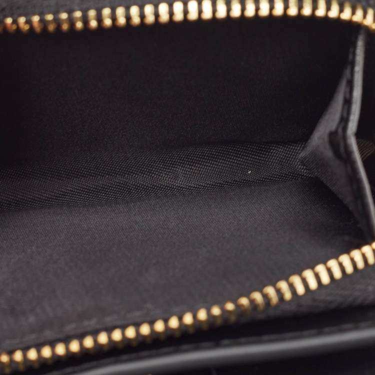 Pre Owned Coach Brown/Black Signature Coated Canvas Compact Wallet