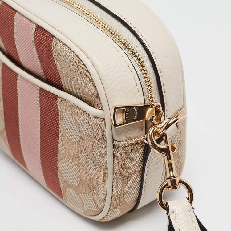 Pre Owned Coach Multicolor Signature Canvas and Leather Dempsey Crossbody Bag