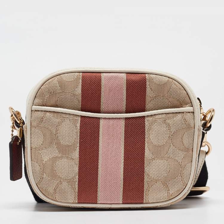 Pre Owned Coach Multicolor Signature Canvas and Leather Dempsey Crossbody Bag