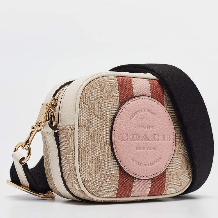 Pre Owned Coach Multicolor Signature Canvas and Leather Dempsey Crossbody Bag