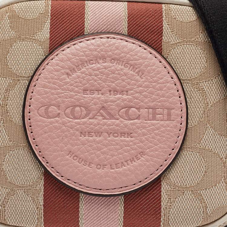 Pre Owned Coach Multicolor Signature Canvas and Leather Dempsey Crossbody Bag