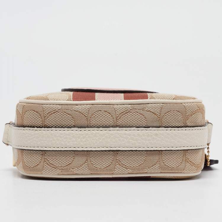 Pre Owned Coach Multicolor Signature Canvas and Leather Dempsey Crossbody Bag