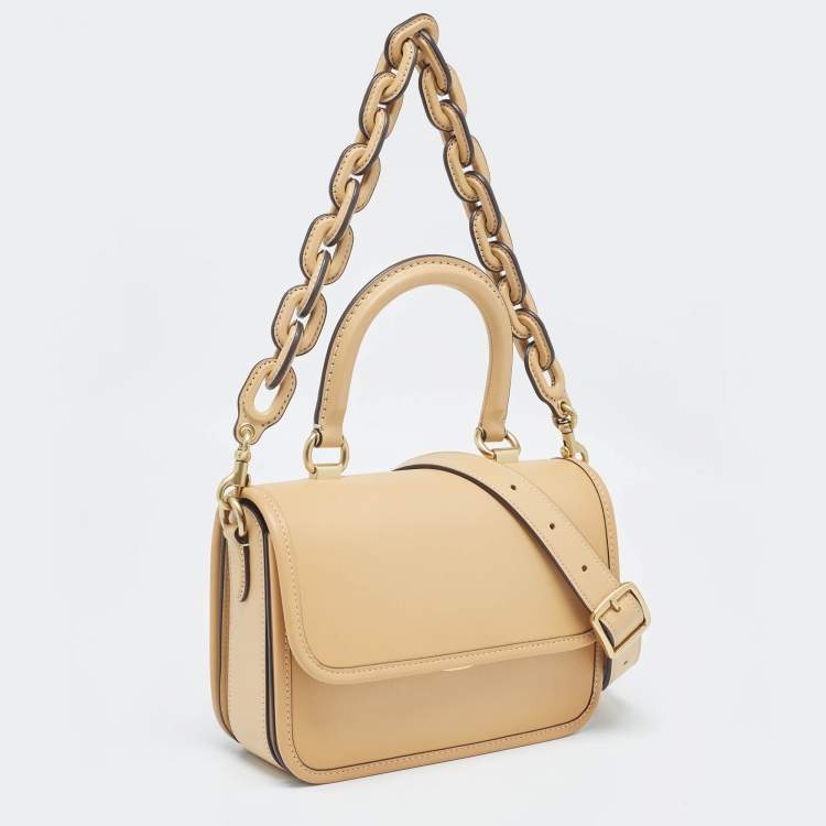 Pre Owned Coach Tan Leather Rogue Top Handle Bag