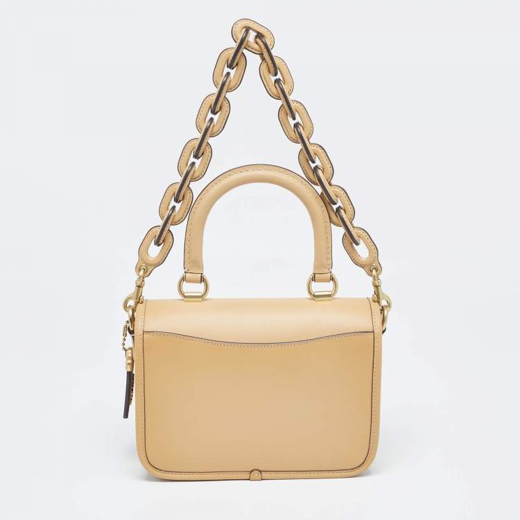 Pre Owned Coach Tan Leather Rogue Top Handle Bag