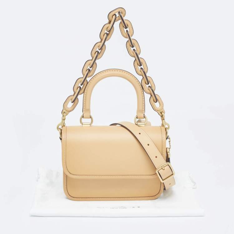 Pre Owned Coach Tan Leather Rogue Top Handle Bag