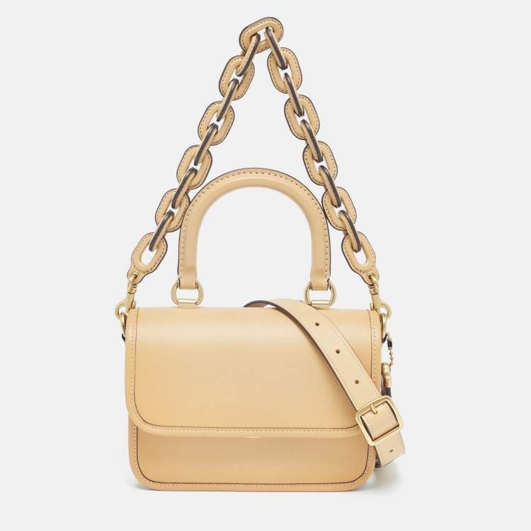 Pre Owned Coach Tan Leather Rogue Top Handle Bag
