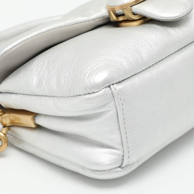 Pre Owned Coach Silver Leather Tabby Pillow 18 Top Handle Bag