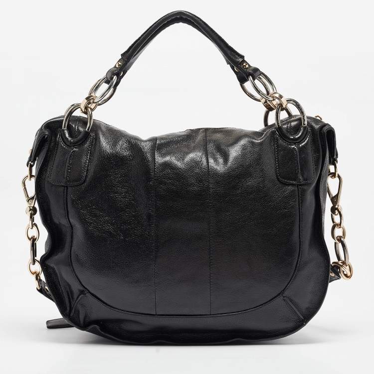 Pre Owned Coach Black Glossy Leather Kristin Shoulder Bag