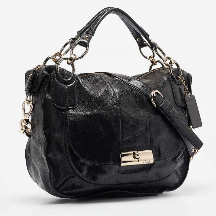 Pre Owned Coach Black Glossy Leather Kristin Shoulder Bag