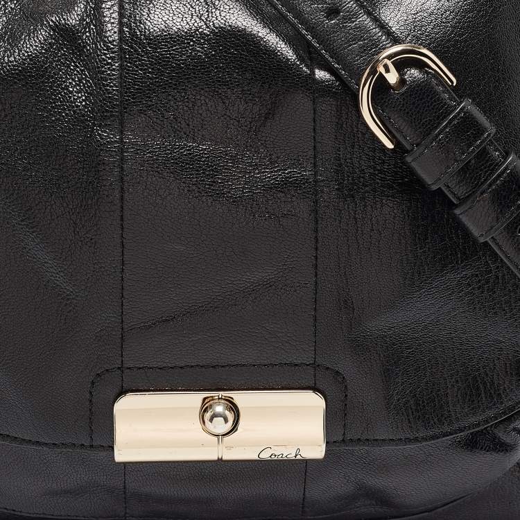 Pre Owned Coach Black Glossy Leather Kristin Shoulder Bag