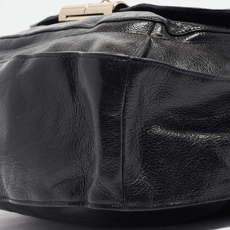 Pre Owned Coach Black Glossy Leather Kristin Shoulder Bag