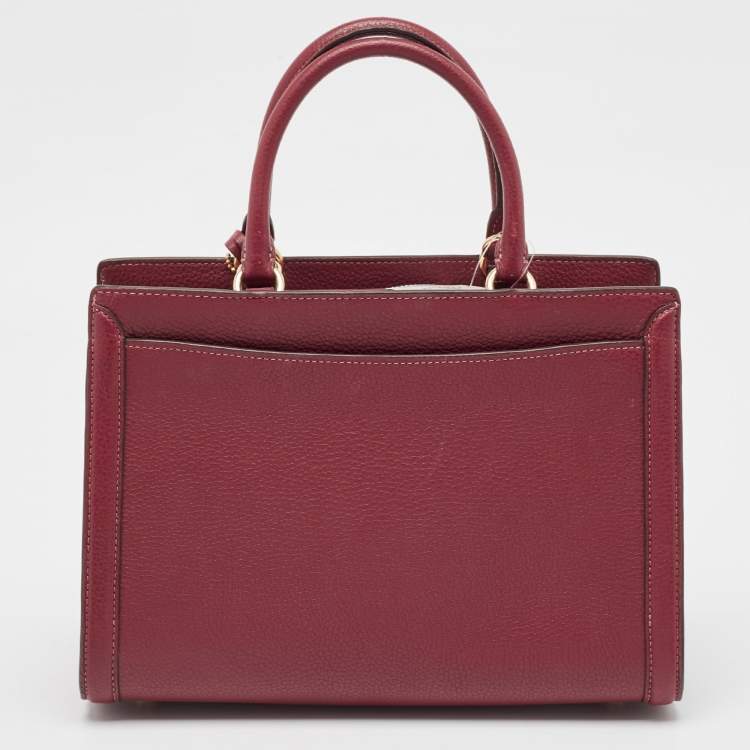 Pre Owned Coach Burgundy Leather Zoe Carryall Tote