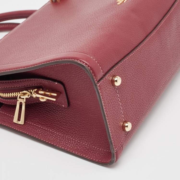 Pre Owned Coach Burgundy Leather Zoe Carryall Tote