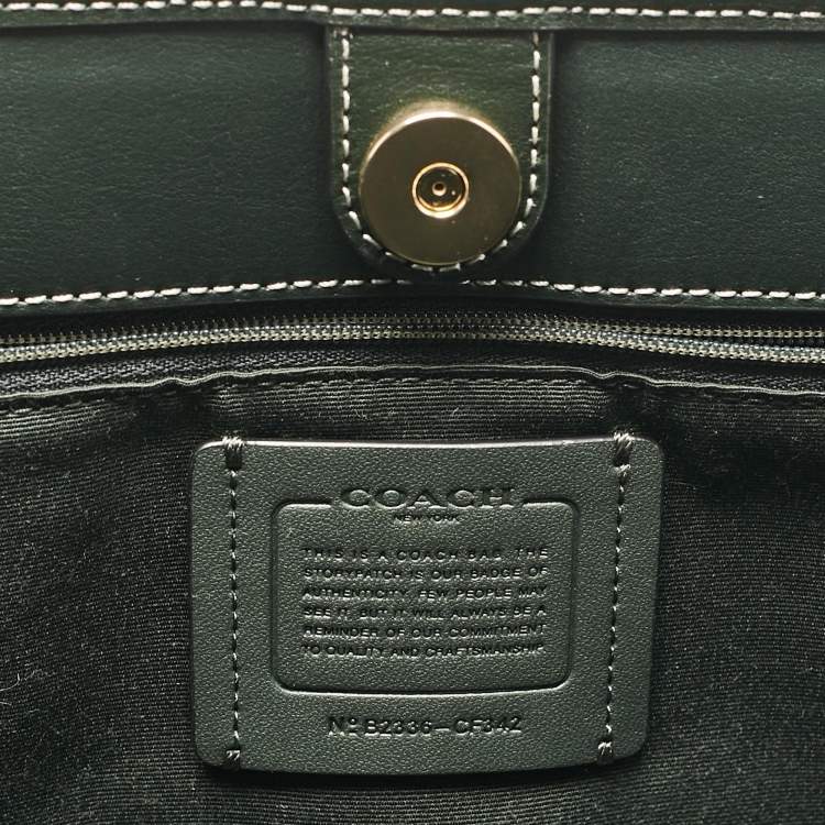 Pre Owned Coach Green Monogram Coated Canvas and Leather City Tote