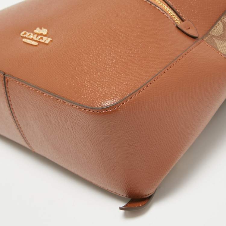 Pre Owned Coach Brown Signature Coated Canvas and Leather Jordyn Backpack