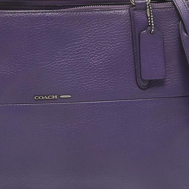 Pre Owned Coach Purple Leather Large Borough Tote