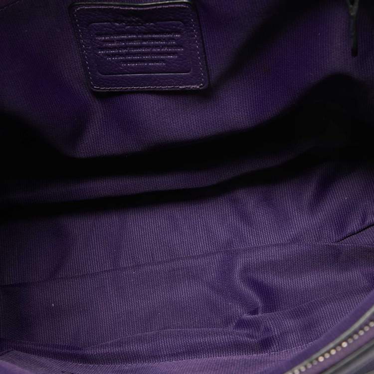 Pre Owned Coach Purple Leather Large Borough Tote