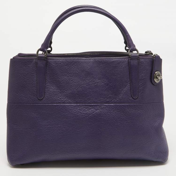 Pre Owned Coach Purple Leather Large Borough Tote