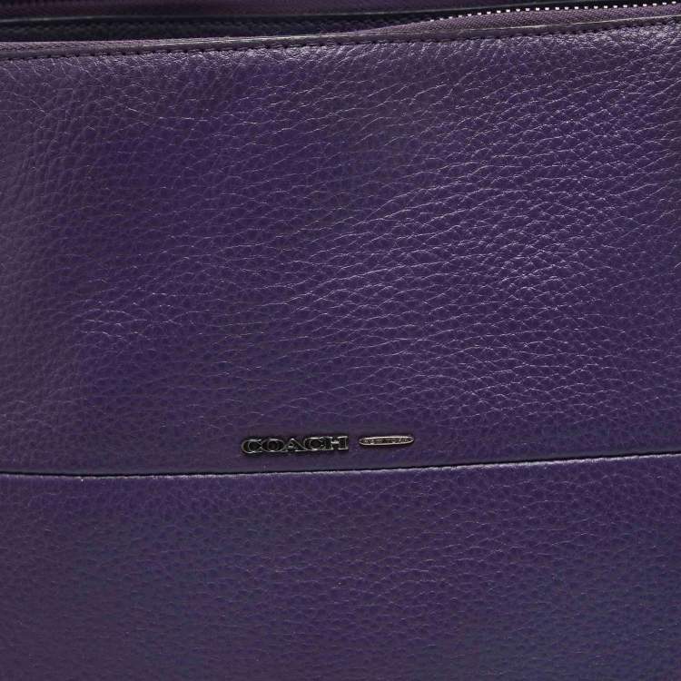Pre Owned Coach Purple Leather Large Borough Tote