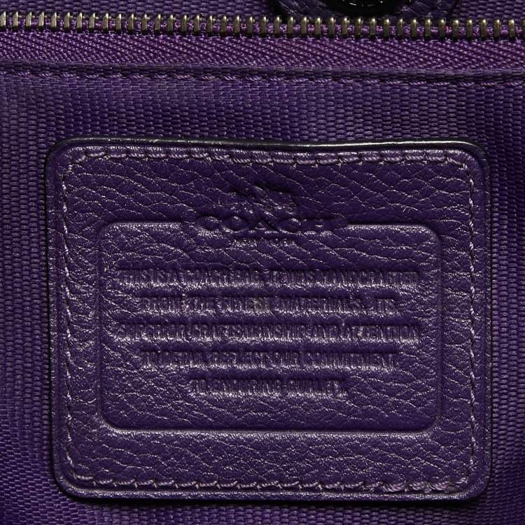 Pre Owned Coach Purple Leather Large Borough Tote