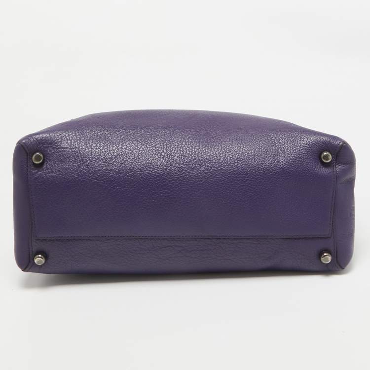 Pre Owned Coach Purple Leather Large Borough Tote
