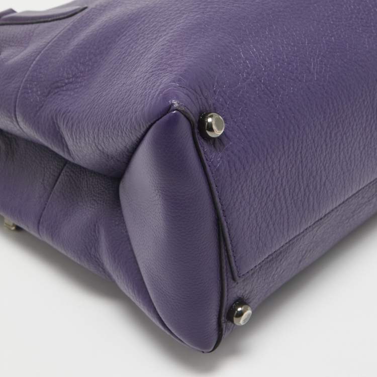 Pre Owned Coach Purple Leather Large Borough Tote
