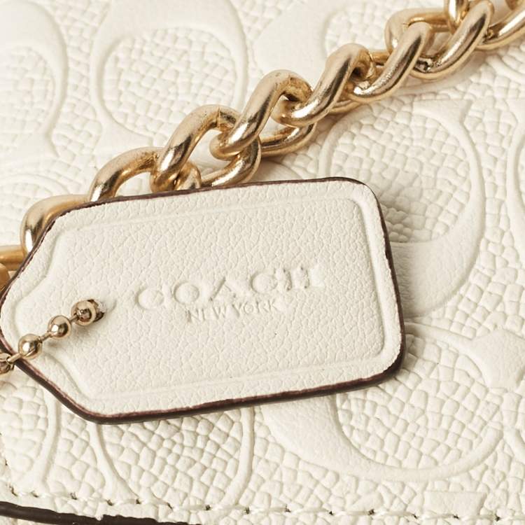 Pre Owned Coach White Signature Leather Nolita Pochette Bag
